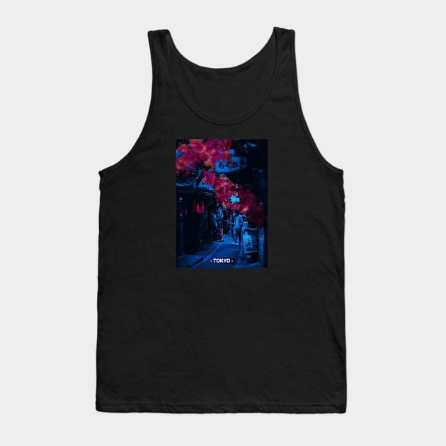 Tokyo Street Neon Synthwave Tank Top by JeffDesign